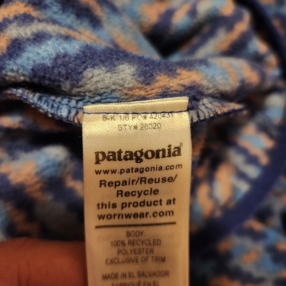 Patagonia Women's Micro D Snap-T Pullover Climbing Trees Ikat Sound Blue Size M - Picture 7 of 12